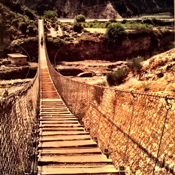 Bridge Crossing Marshyangdi River in Nepal